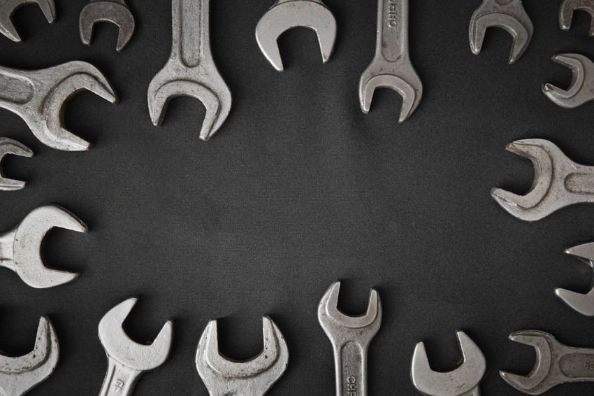 Tools - a group of wrenches arranged in a circle