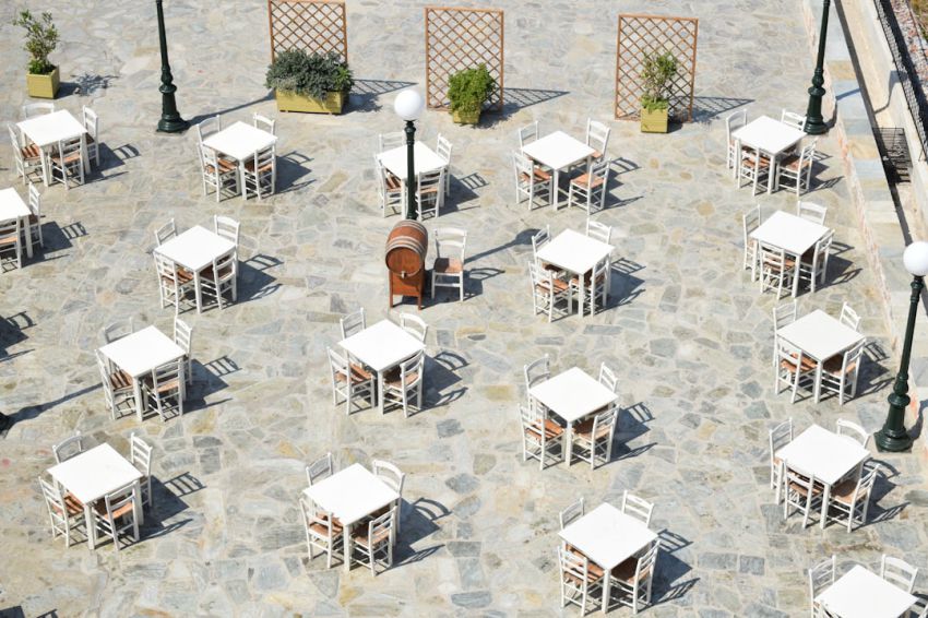 Tables - white and brown wooden chairs and tables